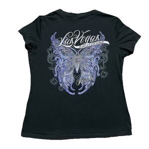 Harley Davidson Las Vegas Nevada Butterfly Graphic T Shirt Womens L